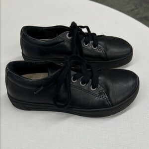 Used Birkenstock arran all black leather lace-up sneakers school dress up sz 28